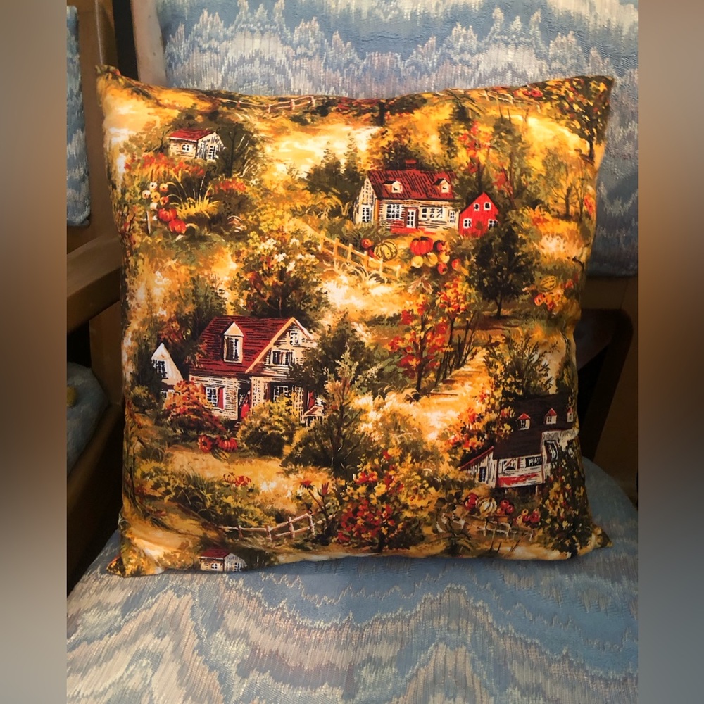 4950 PILLOW FALL THEME Fall Scenery Leaves Pumpkins Fall Color Decorative Pillow
